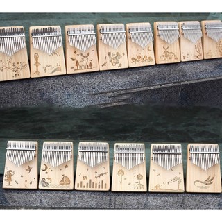 Đàn kalimba gỗ 17 phím khắc nốt, nhiều hình kute, đầy đủ phụ kiện