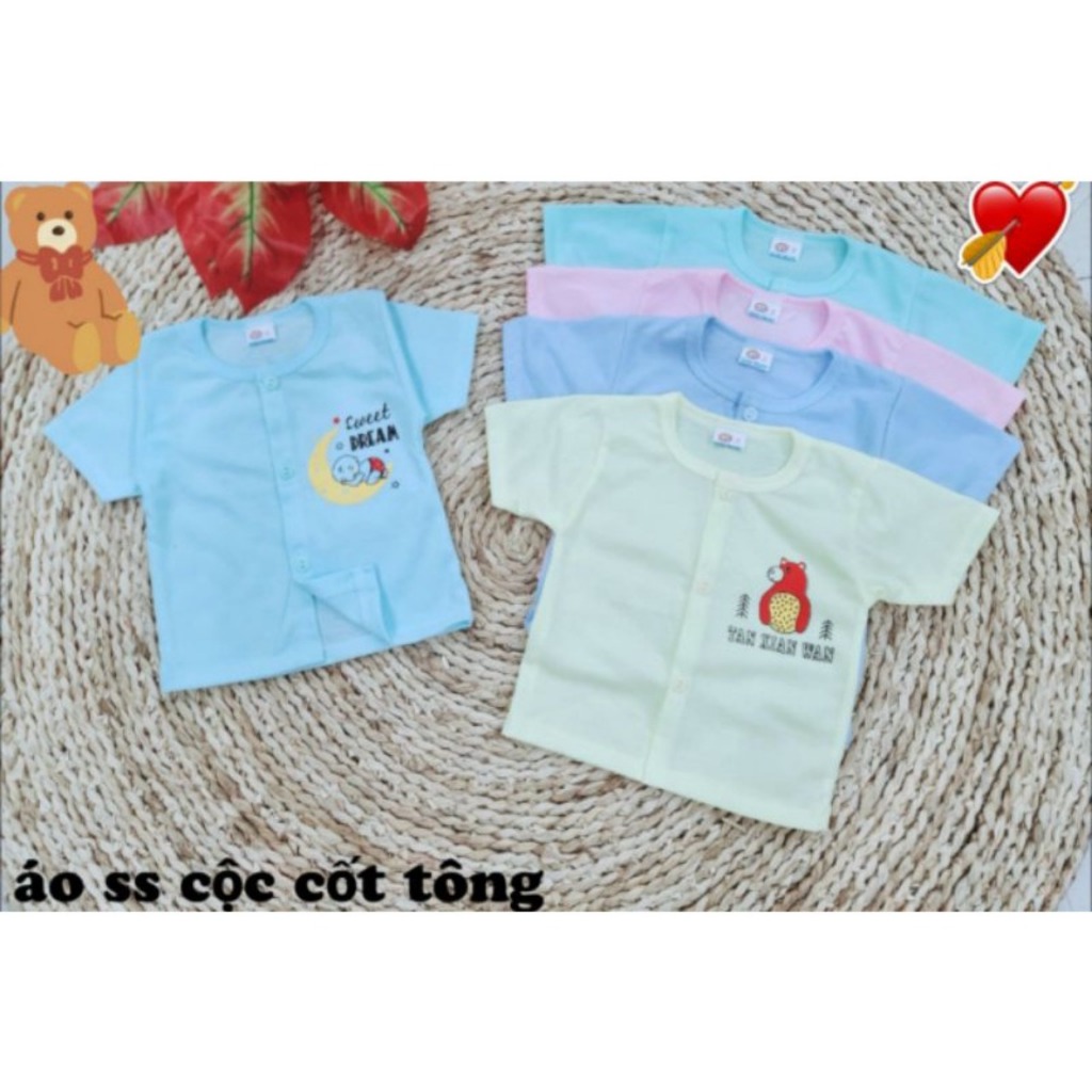 Áo cộc tay sơ sinh in họa tiết  cho bé yêu từ 3 đến 8kg.