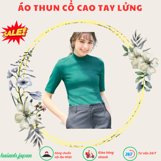 Áo Thun cotton cổ cao tay lỡ nhà Uniqlo màu đẹp, thấm hút mồ hôi, dễ phối đồ