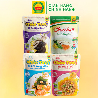 Combo 4 Gói Cháo Tươi Cây Thị Vị: Gà Ác Đậu Xanh, Cá Hồi, Rau Củ Thập Cẩm, Thịt Heo Bí Đỏ.