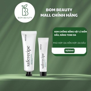 (bombeauty) Kem chống nắng vật lí kiềm dầu Pestlo Safe Recipe Sun Essence SPF50 PA++++ 50ml
