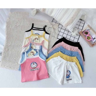   COMBO 3 BỘ KHÁC MÀU  SET 3 BỘ HAI DÂY DORAEMON CHẤT COTTON MỀM MÁT CHO BÉ 6-18KG. XƯỞNG MAY QUANG VINH 