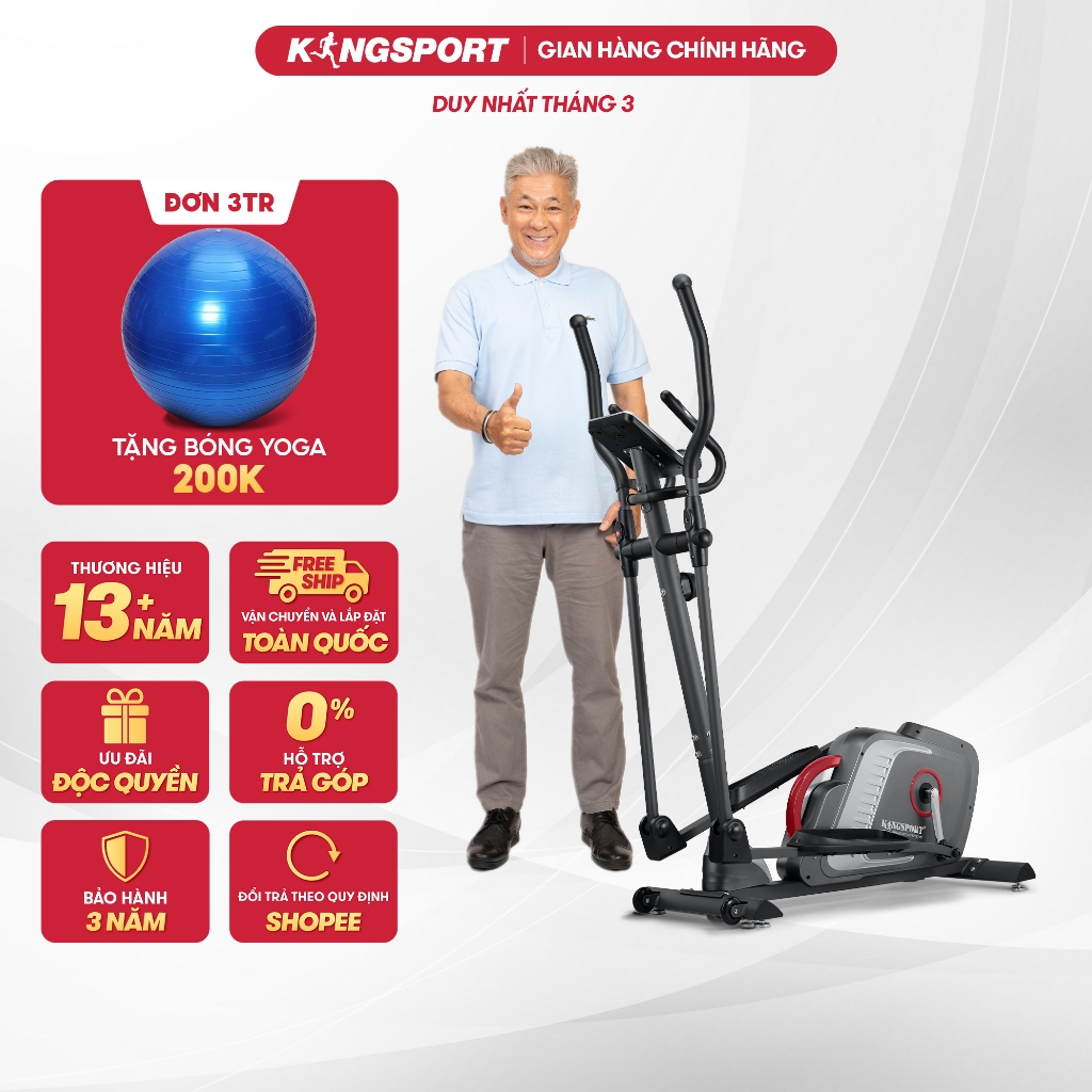 Xe đạp tập thể dục tại nhà ELLIPTICAL BIKE EB-8903 tải trọng tối đa 120kg, tích hợp đồng hồ đo các thông số khi tập