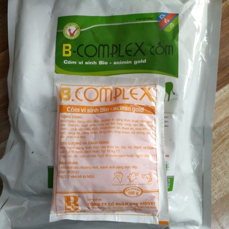 Bcomplex cốm 100g cốm vi sinh bio acimin gold cho vật nuôi.