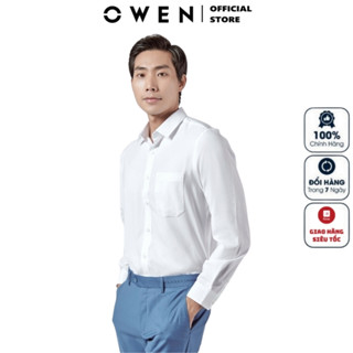 Áo sơ mi trắng trơn dài tay nam OWEN somi công sở vải nano cao cấp mềm mát dáng regular fit suông vừa tà lượng có túi