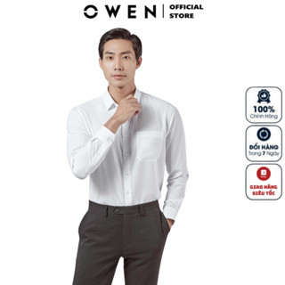 Áo Sơ Mi Trắng Công Sở Nam Tay Dài Owen Somi Vải Nano Cao Câp Mềm Mát Không Nhăn Dáng Regular Fit Tà Lượn Có Túi Ngực