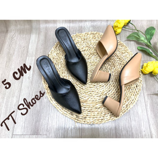    form to mn đừng tăng size ạ   Giày sục nữ gót vuông 5cm trơn mũi nhọn da mờ cao cấp đế chống trơn TT Shoes titron5p 
