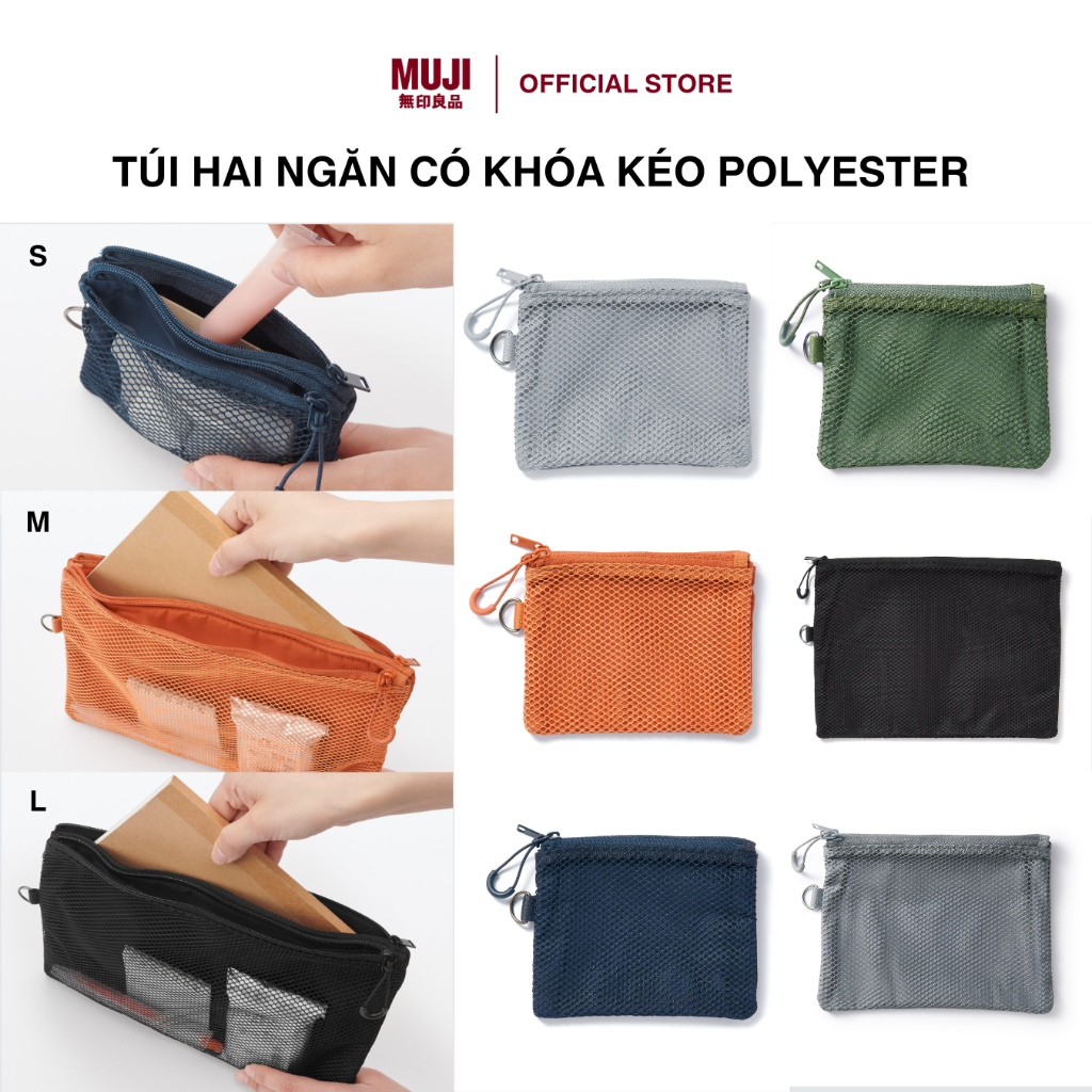 Túi Hai Ngăn Có Khóa Kéo Polyester MUJI