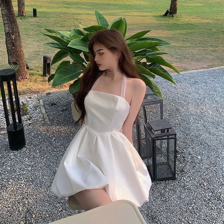 Đầm váy công chúa đi biển hở lưng dáng ngắn phối ren nơ, đầm váy nữ thiết kế Quảng Châu quyến rũ xu hướng Hàn SP139 | BigBuy360 - bigbuy360.vn