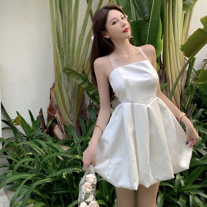 Đầm váy công chúa đi biển hở lưng dáng ngắn phối ren nơ, đầm váy nữ thiết kế Quảng Châu quyến rũ xu hướng Hàn SP139 | BigBuy360 - bigbuy360.vn