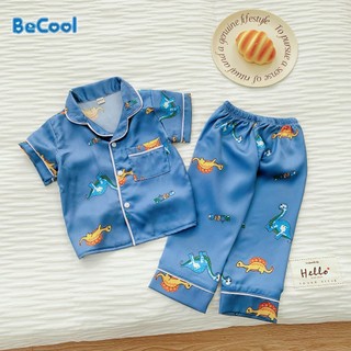 Bộ Pijama Lụa Cộc Tay Cho Bé Từ 6-27kg