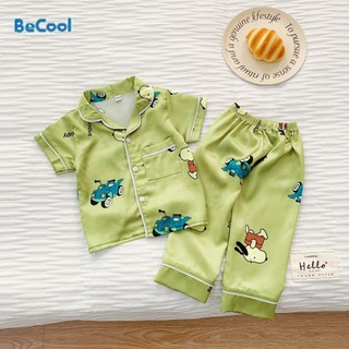 Bộ Pijama Lụa Cộc Tay Cho Bé Từ 6-27kg