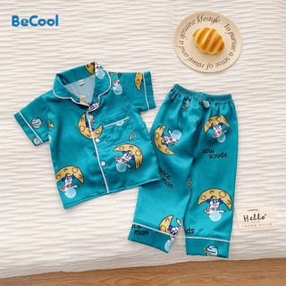 Bộ Pijama Lụa Cộc Tay Cho Bé Từ 6-27kg