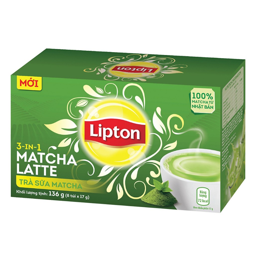 {Date 18/4/2024} Trà Sữa Lipton Matcha Latte 3 trong 1 (Hộp 8 Gói x 17gr)
