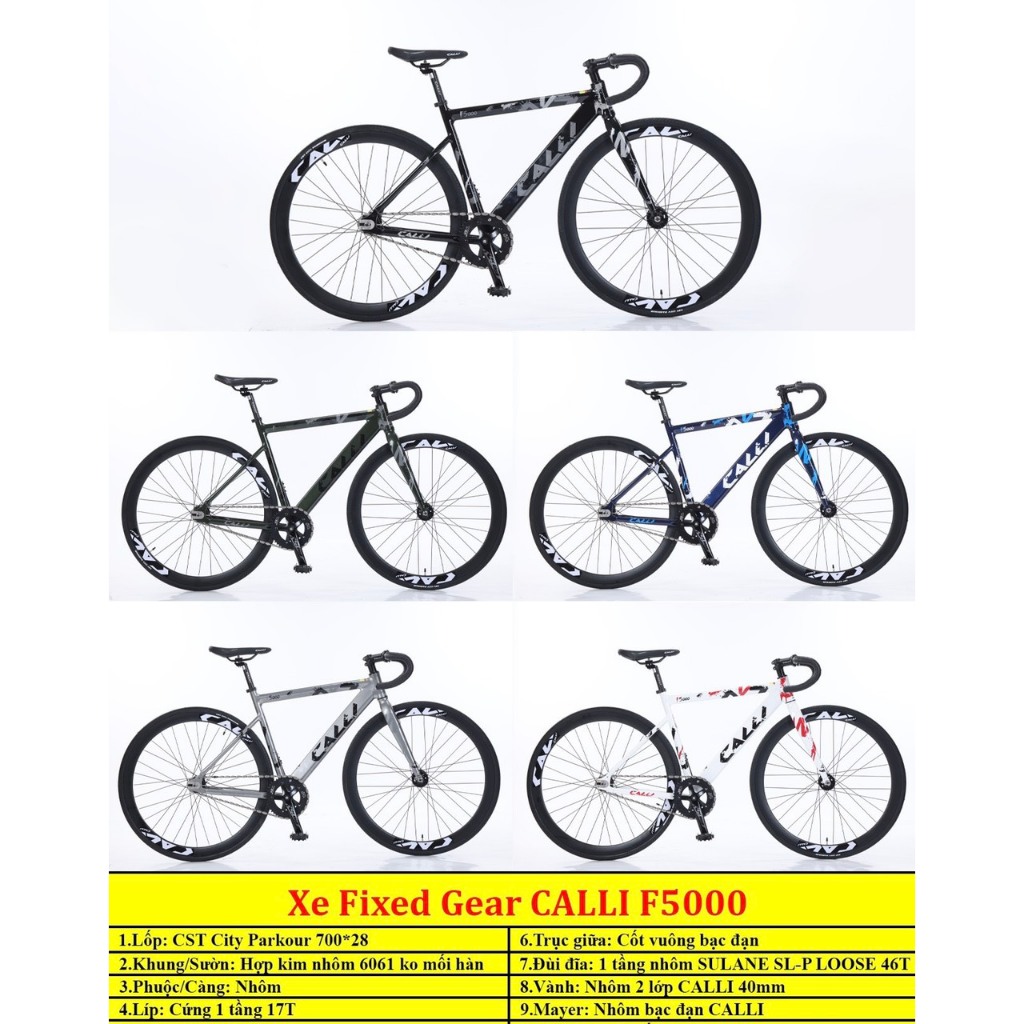 XE ĐẠP FIXED GEAR CALLI F5000 Khung nhôm không mối hàn
