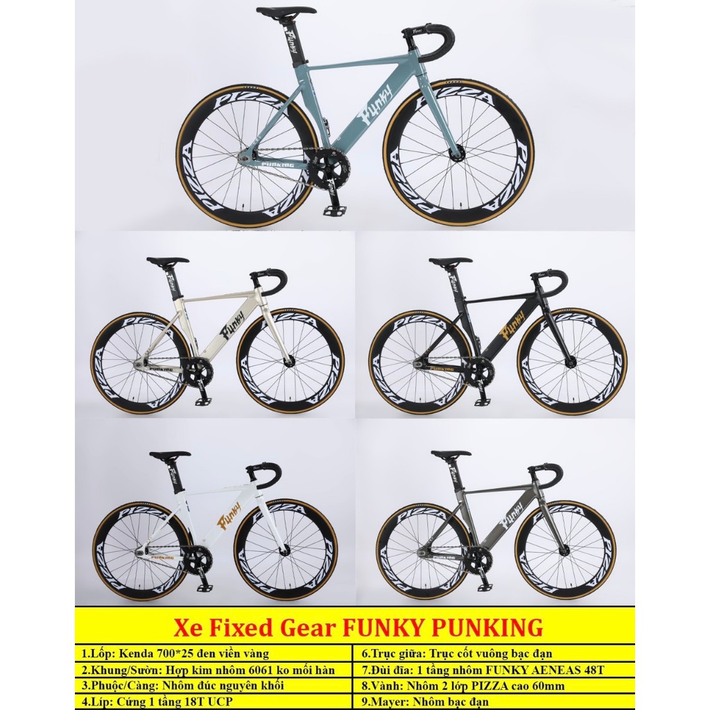 Xe Đạp Fixed Gear Funky Punking 2024 khung nhôm không mối hàn