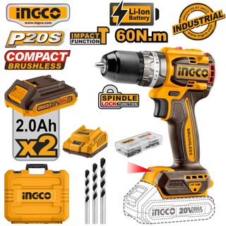 Máy khoan búa dùng pin  20V Ingco CIDLI200215/CIDLI201452/CIDLI20602 ( Động Cơ Không Chổi Than )