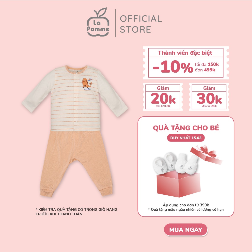 (DUY NHẤT 15/3 - MUA ĐƠN TỪ 399K NHẬN NGAY QUÀ TẶNG) SLS184 Bộ đồ dài tay La Pomme cúc giữa Sư tử biển