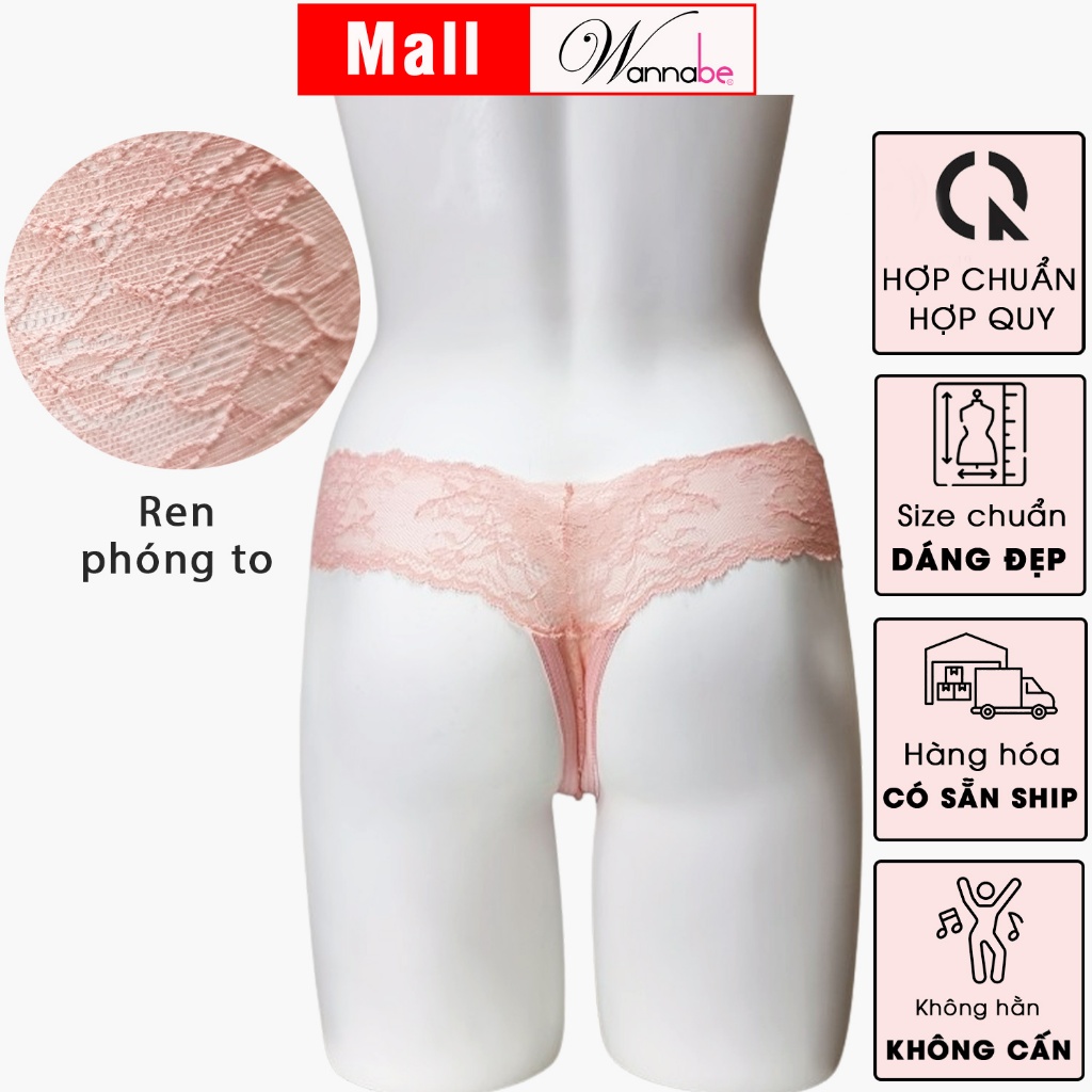 Quần lót ren WANNABE QLR01 quần chíp t-back gợi cảm xuyên thấu qua lớp ren trong suốt quyến rũ ánh nhìn