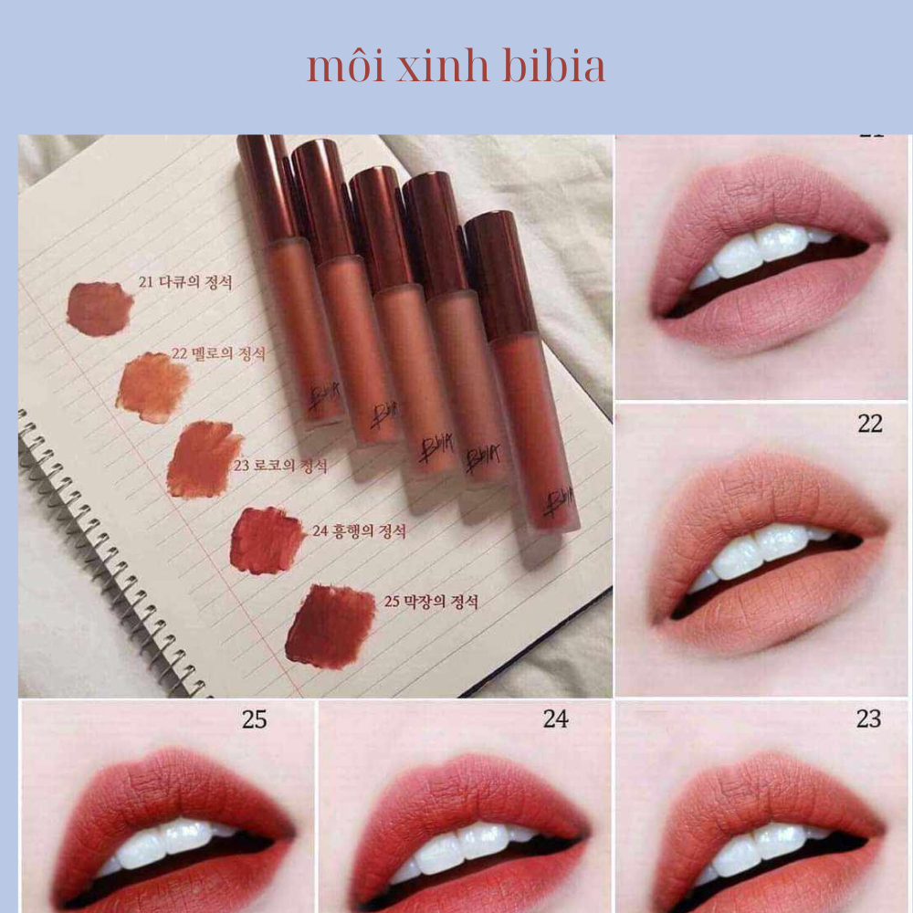 Son kem Bbia Last Velvet Lip Tint Full màu 04 13 23 24 25