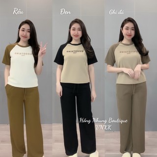 Sét bộ nữ thêu goodthing , áo cộc tay quần suông dài đủ size s,m,l,xl women