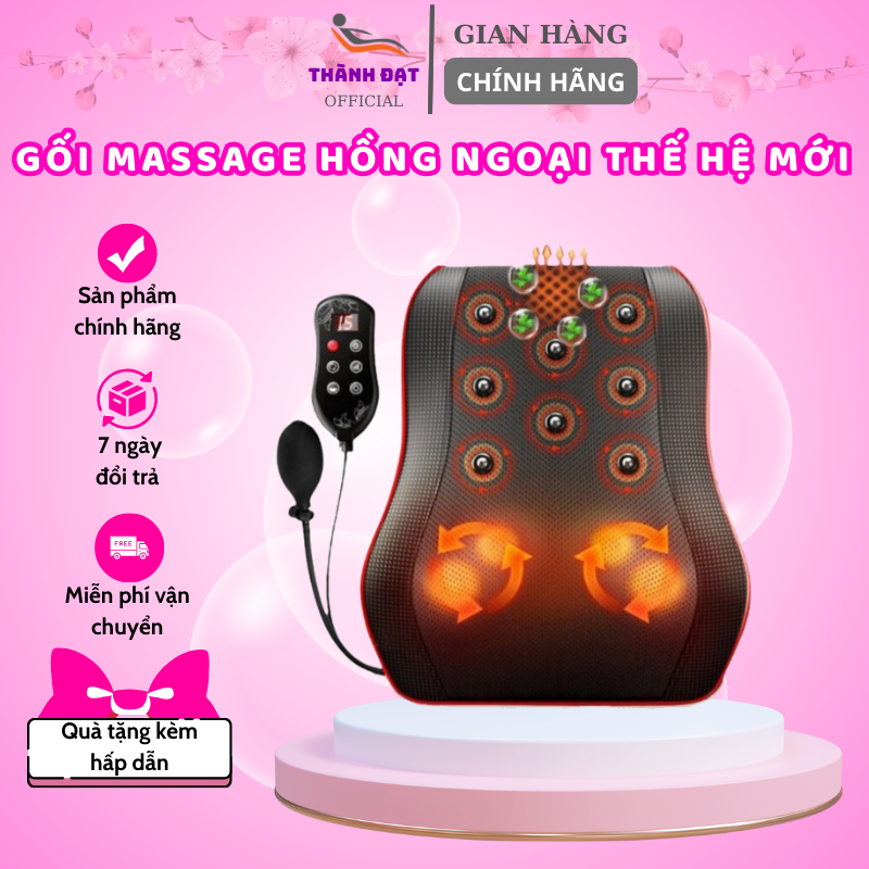 Gối massage cổ vai gáy, máy massage hồng ngoại KL - 19 cao cấp hỗ trợ mát xa toàn thân tiện lợi (Bảo Hành 12 Tháng)