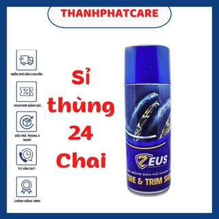 24 chai dưỡng nhựa đen, nhựa nhám zeus 400ml