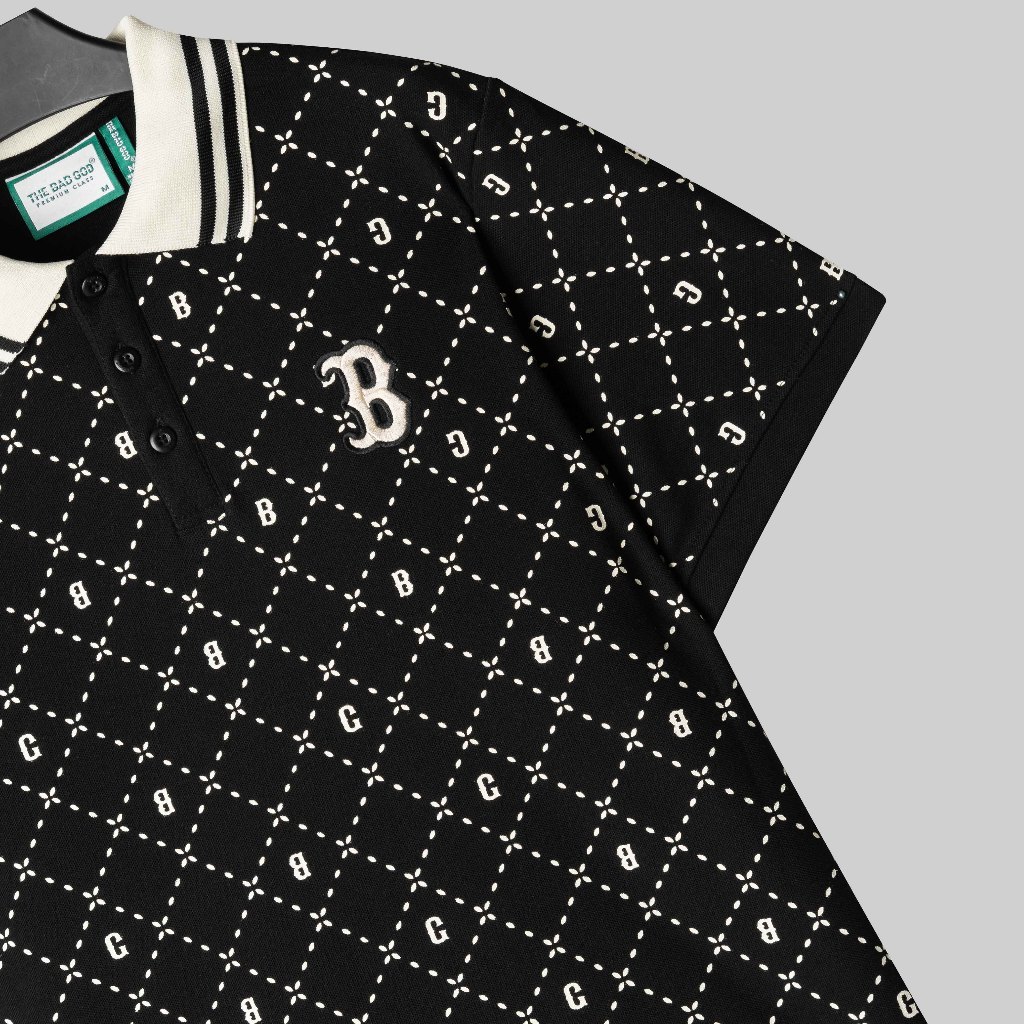 Áo Polo The Bad God Cao Cấp - Áo Polo Logo Thêu Chữ B In Full Toàn Thân Năng Động Cá Tính