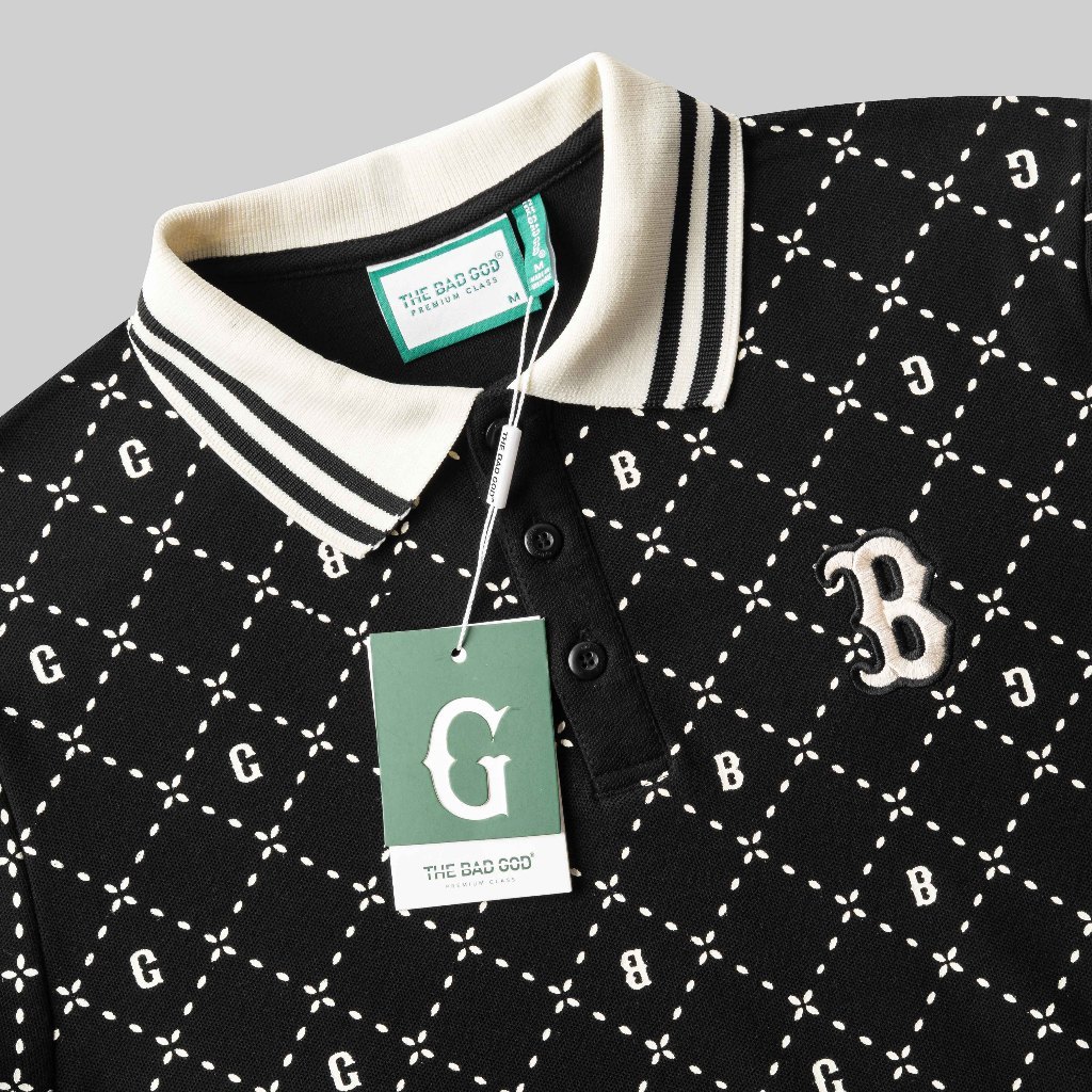 Áo Polo The Bad God Cao Cấp - Áo Polo Logo Thêu Chữ B In Full Toàn Thân Năng Động Cá Tính