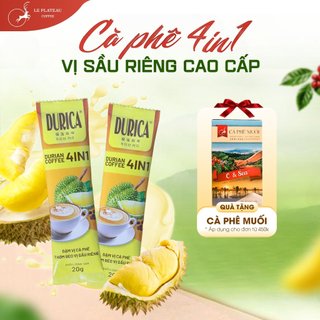 2 GÓI CÀ PHÊ HOÀ TAN VỊ SẦU RIÊNG ĐẶC BIỆT THƠM NGON TIỆN LỢI - DURICA - LE PLATEAU COFFEE - CÔ BA MĂNG ĐEN