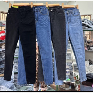  Quần jean ôm trơn siêu co giãn quần bò lưng cao  Bigsize  