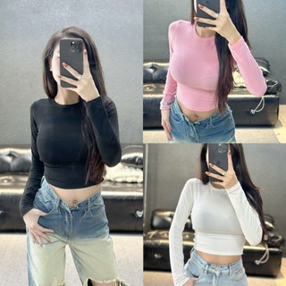 THE QUAO - Áo Croptop Cổ Tròn Tay Dài R0803_351
