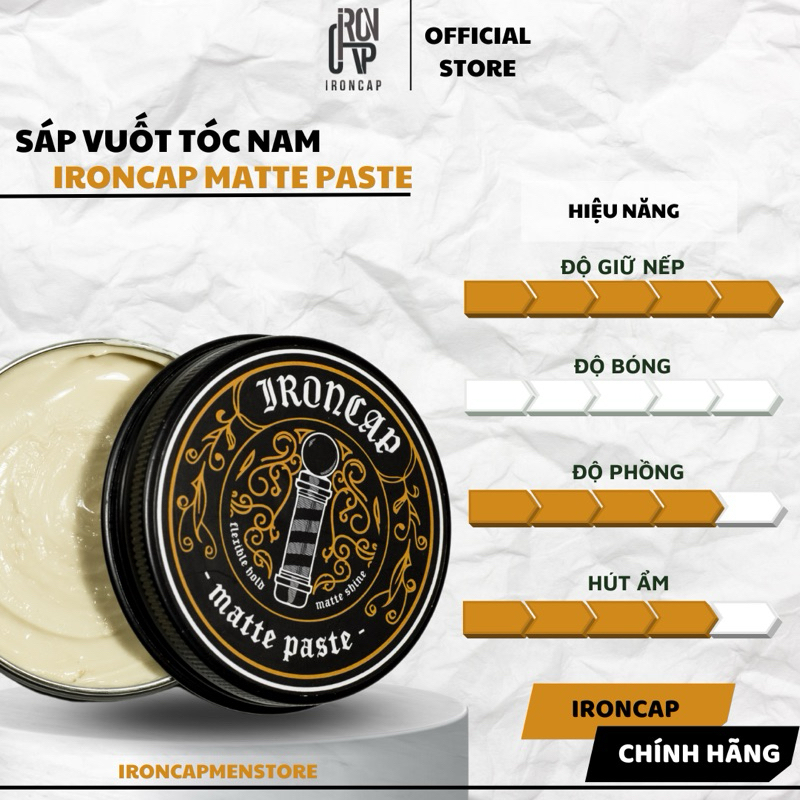 Sáp vuốt tóc nam Ironcap Mattee Paste - Wax tạo kiểu tóc nam