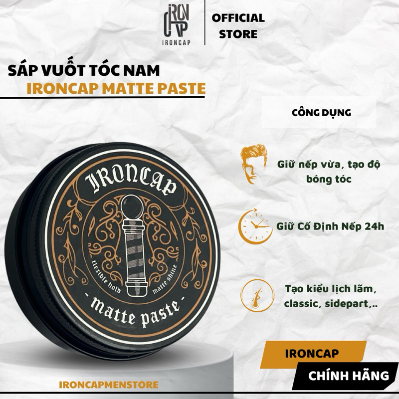 Sáp vuốt tóc nam Ironcap Mattee Paste - Wax tạo kiểu tóc nam