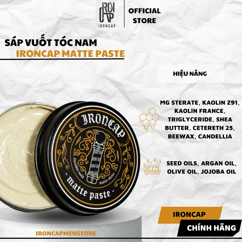 Sáp vuốt tóc nam Ironcap Mattee Paste - Wax tạo kiểu tóc nam