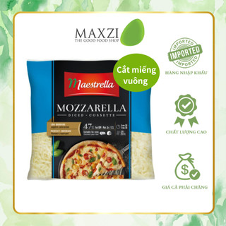 Phô Mai Pháp Mozzarella Hạt Lựu 2.5kg, phô mai kéo sợi làm bánh pizza, dùng ăn kèm mì ống, salad, đế bánh pizza - Maxzi