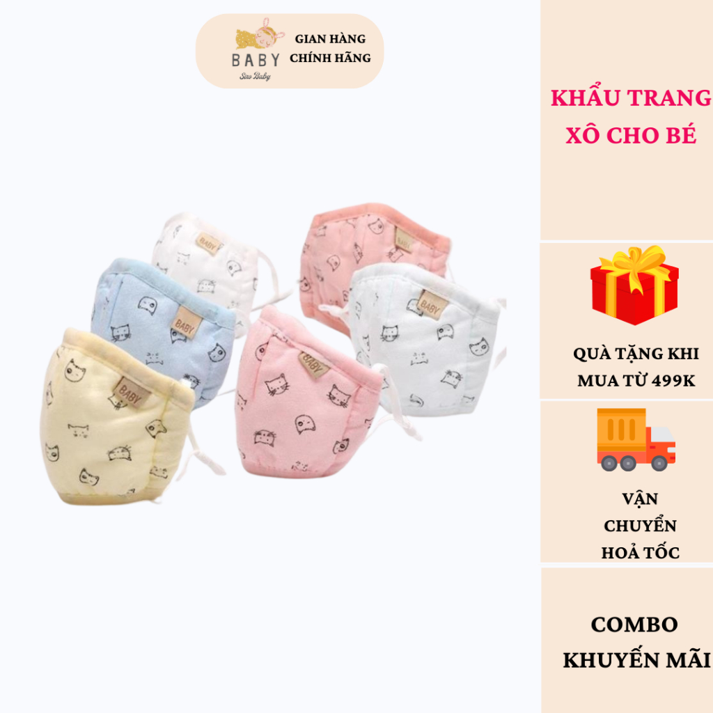 Khẩu trang cho bé 3D với 4 lớp chống bụi Có nút chỉnh quai đeo