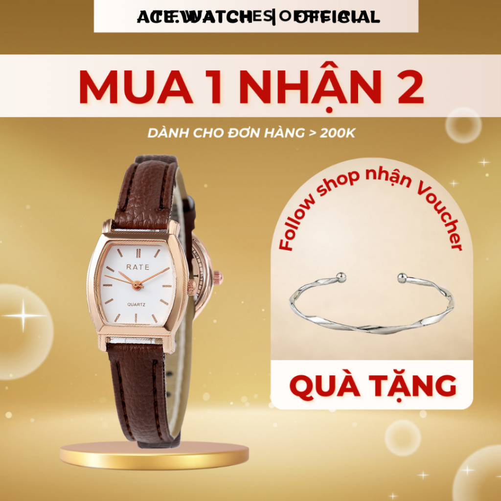 Đồng hồ thời trang nữ RATE mặt ovan cực đẹp, dây da mềm đeo êm tay DH10