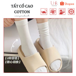 Vớ Tất Cổ Cao Nam Nữ Trắng Đen, Tất Cổ Cao Nam Nữ Hai Màu Đen Trắng Trơn