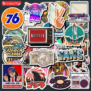 Sticker Vintage Mix 🌈𝑭𝒓𝒆𝒆𝒔𝒉𝒊𝒑 Sticker Dán Mũ Bảo Hiểm, Dán Vali, Đàn Guitar - Hình Dán Chống Thấm Nước - Decal Retro R19