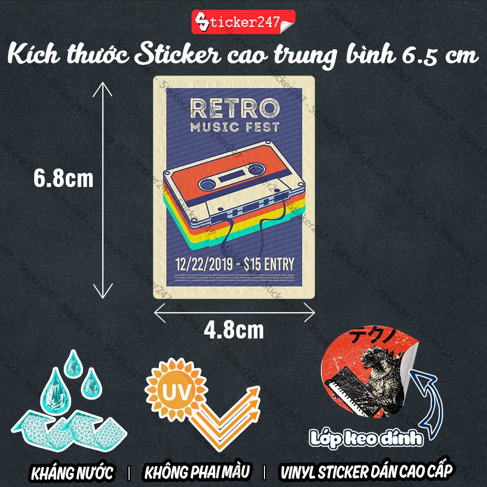 Sticker Vintage Retro Cổ Điển 🌈𝑭𝒓𝒆𝒆𝒔𝒉𝒊𝒑  Sticker dán mũ bảo hiểm chống nước, sticker dán laptop, ipad, đàn guitar, vali