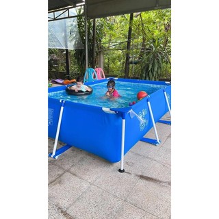Bể bơi khung kim loại chữ nhật 260cmX160cmX65cm 28271 INTEX quà tặng , 2 bịt tai ,1 phao bơi
