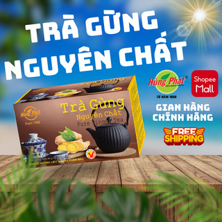 Trà Gừng Túi Lọc Nguyên Chất Hùng Phát Hộp 60g 25 Gói Hoàn Toàn Từ Gừng Tươi