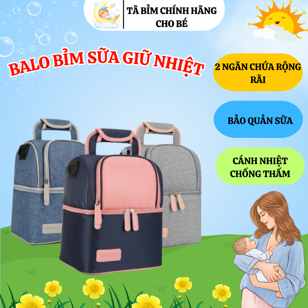 Ba lô giữ nhiệt Vcool đựng bỉm sữa cao cấp sành điệu cho Mẹ