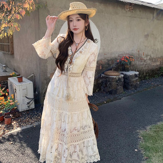 [sẵn hàng ]Đầm Be phiên bản mơi 2 Lớp Kèm Ảnh Thật Cuối Thời Trang Nữ Bohemian VinTage Mã Mới 2024
