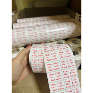   2050 Tem màu đỏ  chia liều in sẵn số viên Sáng Tối tem nhà thuốc 1 viên 2 viên 