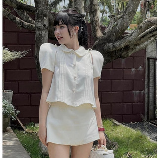 Set đồ nữ - set chân váy áo sơ mi cổ sen - set tiểu thư nhẹ nhàng