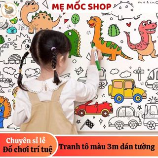 [LOẠI 3M Đẹp] Tranh Tập Tô Màu Dán Tường Cho Bé Có Thể Cắt Hình Dán Làm Kỉ Niệm Có Keo Đặc Biệt Sẵn Ở Mặt Sau Của Giấy