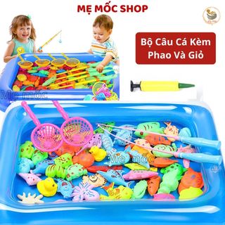 Câu Cá Nhựa Thông Minh, Đồ Chơi câu cá Nam Châm cho bé Tặng Bể Phao kèm 20 sinh vật biển & Rỏ Nhựa