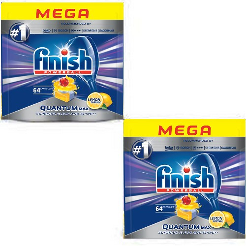 Combo 2 Túi Viên Rửa Bát Finish Quantum Và Quantum Max Dùng Cho Máy Rửa Chén Bát